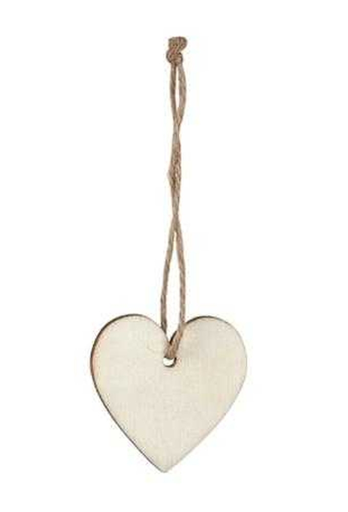 Decoratie Hanger Houten Hartje & Koord 4cm 24stuks