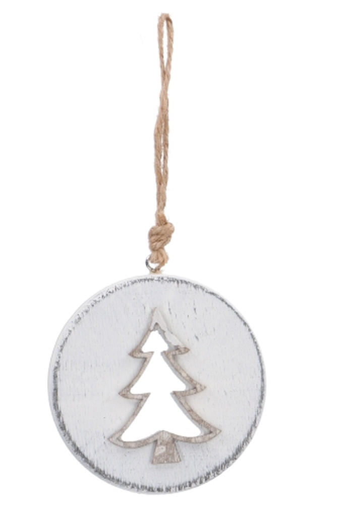 Decoratie Hanger Houten Tree & Koord 8cm 1stuks OP IS OP