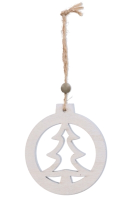 Decoratie Hanger Houten White Tree Koord 7cm 1stuks OP IS OP