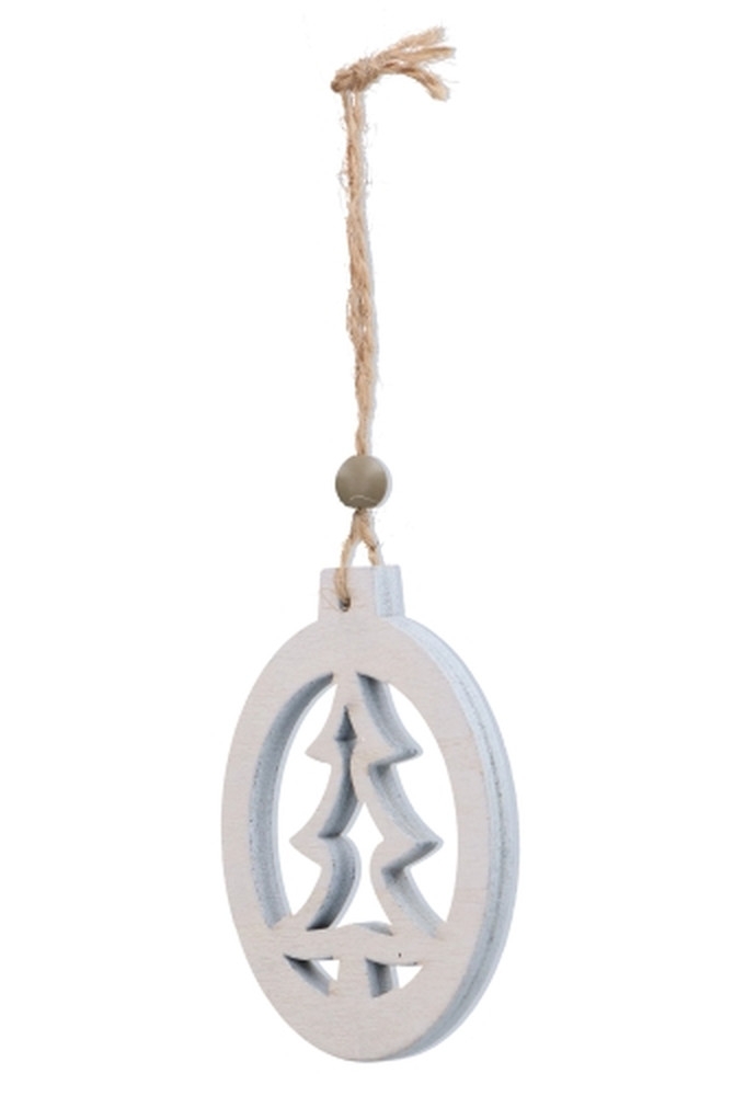 Decoratie Hanger Houten White Tree Koord 7cm 1stuks OP IS OP