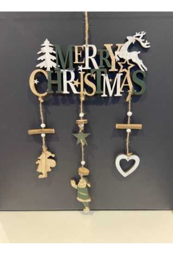Decoratie Hanger Mobiel Houten Merry Christmas & Koord 48 x 21.5cm 1st