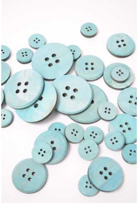 Decoratie Houten Knoopjes Blauw 30 stuks