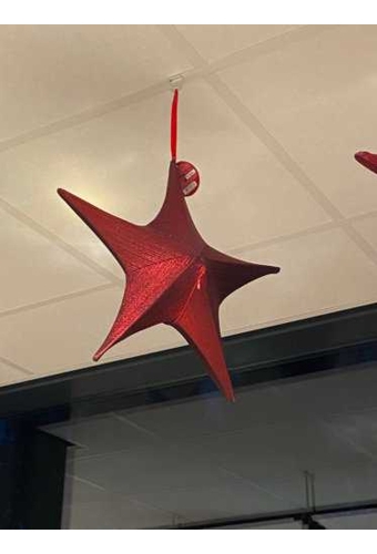 Decoratie Pionbino Stars Rood Klein 40cm doorsnee Met Koord 1stuks