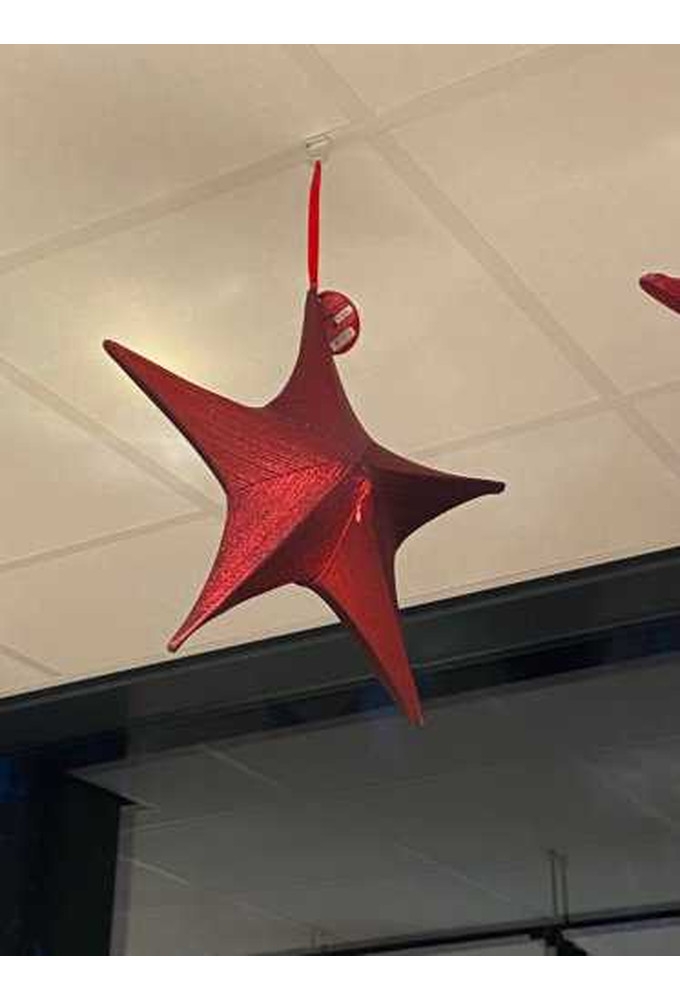 Decoratie Pionbino Stars Rood Klein 40cm doorsnee Met Koord 1stuks