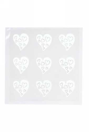 Decoratie Plakker Love Hartjes Wit 3cm 9 stuks