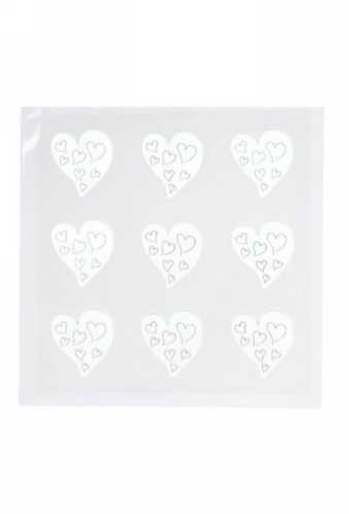 Decoratie Plakker Love Hartjes Wit 3cm 9 stuks