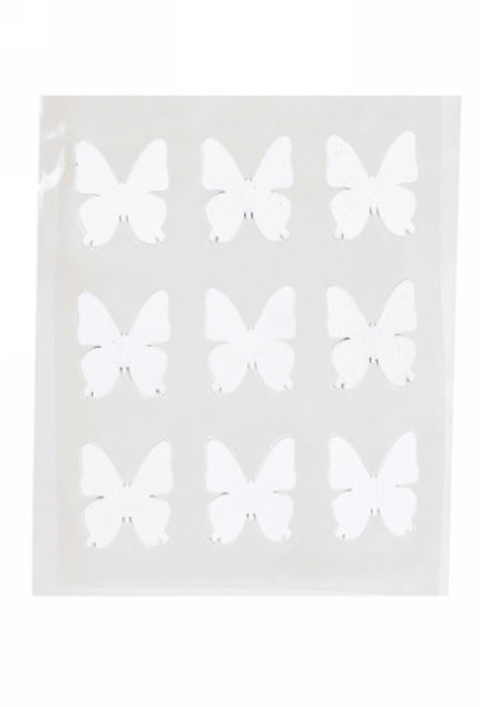 Decoratie Plakker Vlinder Wit 3cm 9 stuks OP IS OP