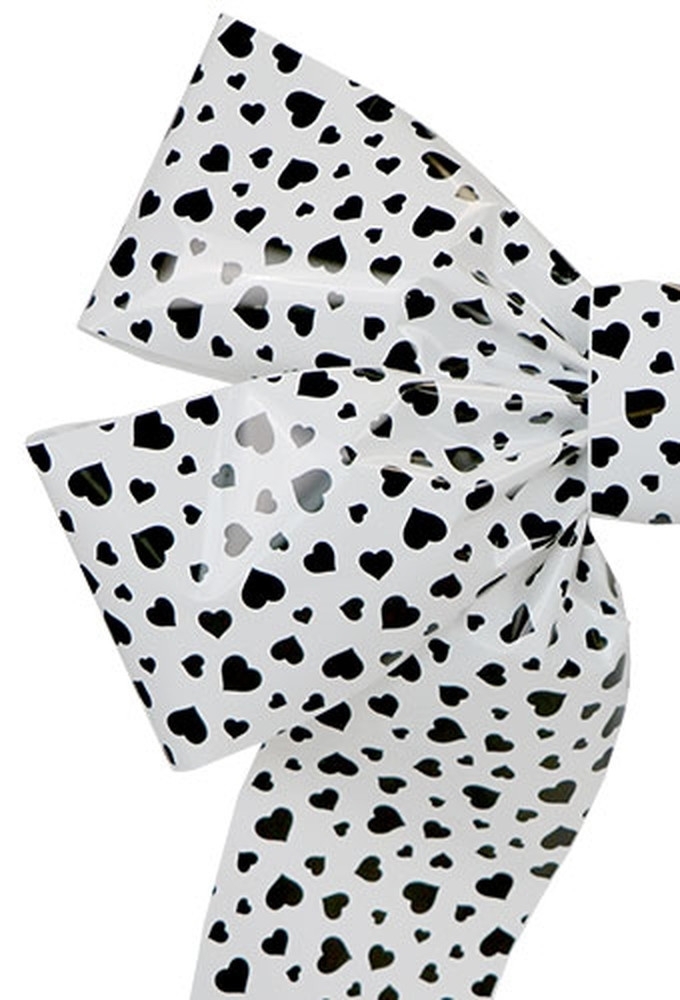 Decoratie Strik Livorno Wit Met Hartjes Print Zwart 70x50+60cm