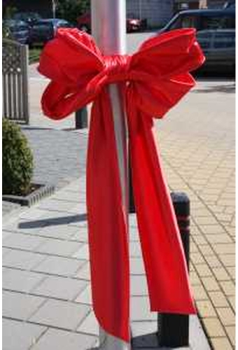 Decoratie Strik Rood 50x35+80cm Lint 18cm extra 50cm Lint