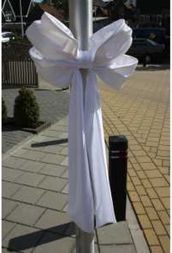Decoratie Strik Wit 50x35+80cm Lint 18cm extra 50cm Lint