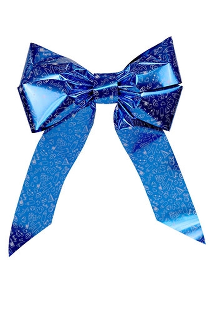 Decoratie strik Livorno Baby Boy Metallic Blauw 70x50+60cm