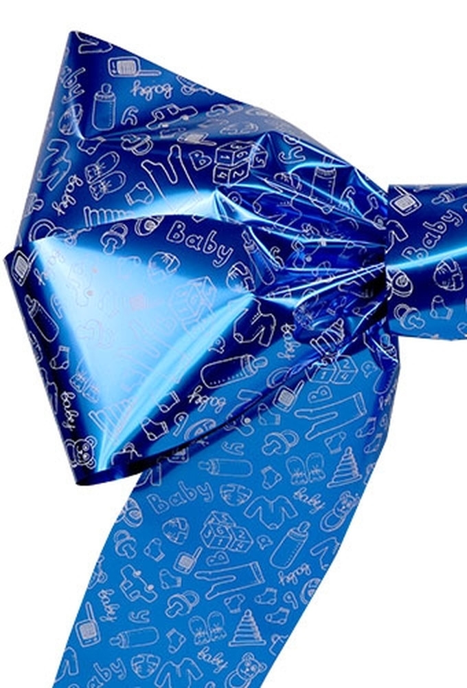 Decoratie strik Livorno Baby Boy Metallic Blauw 70x50+60cm