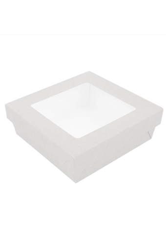 Dekseldoos Tomar Wit Met Deksel & Venster 14x14x5cm 270gram 25stuks