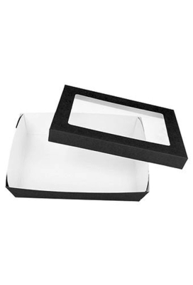 Dekseldoos Tomar Zwart Met Deksel & Venster 21x14x5cm 290gram 25stuks