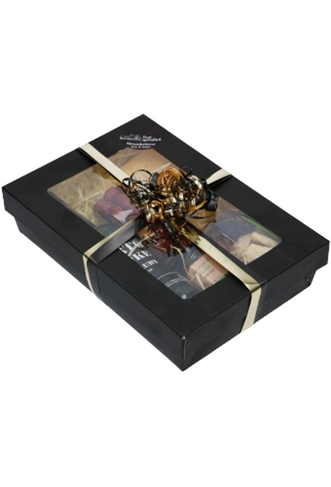 Dekseldoos Tomar Zwart Met Deksel & Venster 21x14x5cm 290gram 25stuks