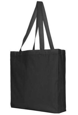 Draagtas Katoen Met Bodem 140gr Zwart & Kort Hengsel 38x10x42cm