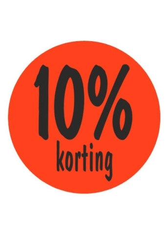 Etiketten 10 procent Korting Fluor Rood 3.5cm 500stuks
