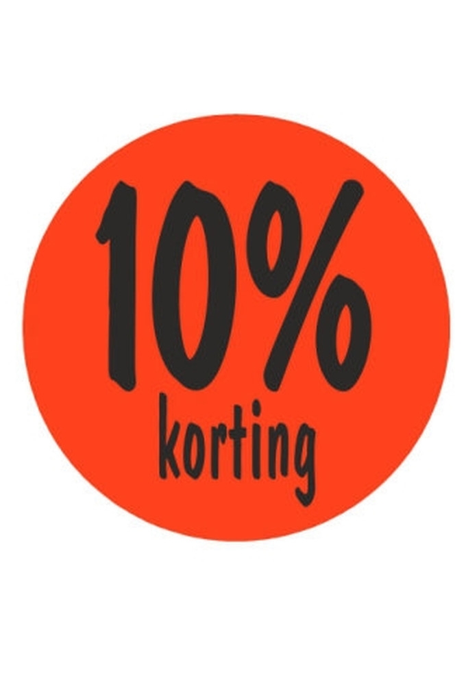 Etiketten 10 procent Korting Fluor Rood 3.5cm 500stuks