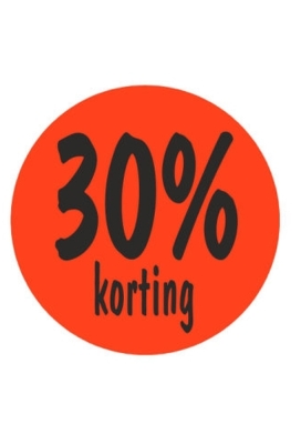 Etiketten 30 procent Korting Fluor Rood 3.5cm 500stuks