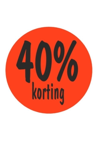 Etiketten 40 procent Korting Fluor Rood 3.5cm 500stuks