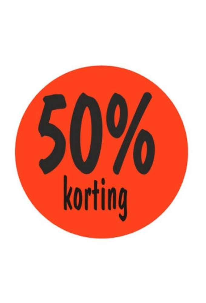 Etiketten 50 procent Korting Fluor Rood 3.5cm 500stuks