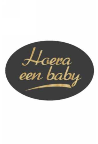 Etiketten Baby Hoera Een Baby Zwart 3.7x2.5cm 500stuks