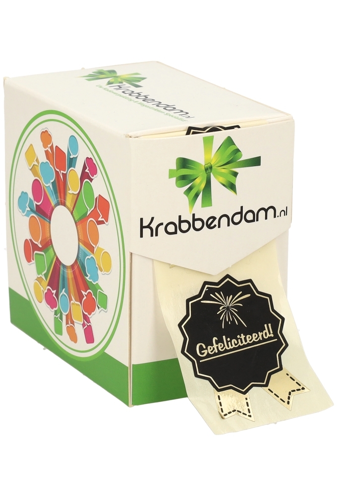 Etiketten Cadeauzegel Gefeliciteerd Black & Gold 4x5cm 500stuks