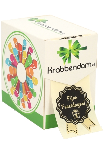 Etiketten Cadeauzegel Kerst Fijne Feestdagen Black & Gold 4x5cm 500st