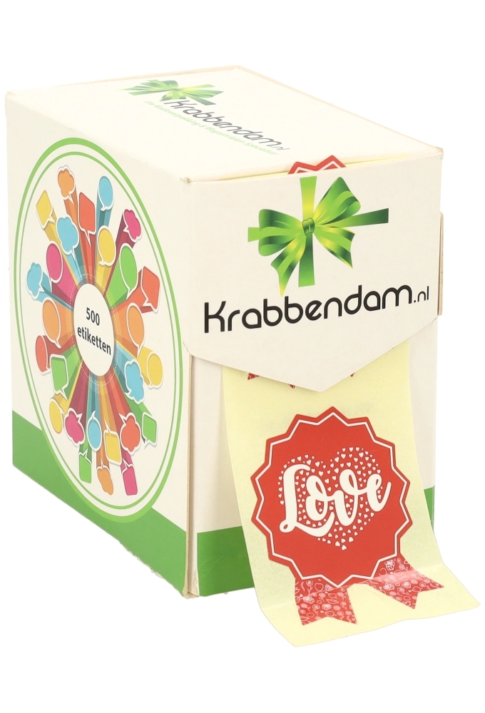 Etiketten Cadeauzegel Liefde Love Hartjes 4x5cm 500stuks