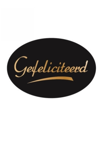 Etiketten Feest Gefeliciteerd Zwart 3.7x2.5cm 500stuks