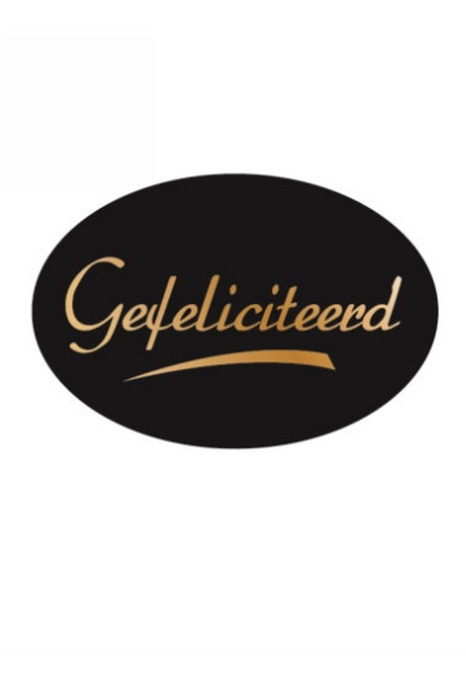 Etiketten Feest Gefeliciteerd Zwart 3.7x2.5cm 500stuks