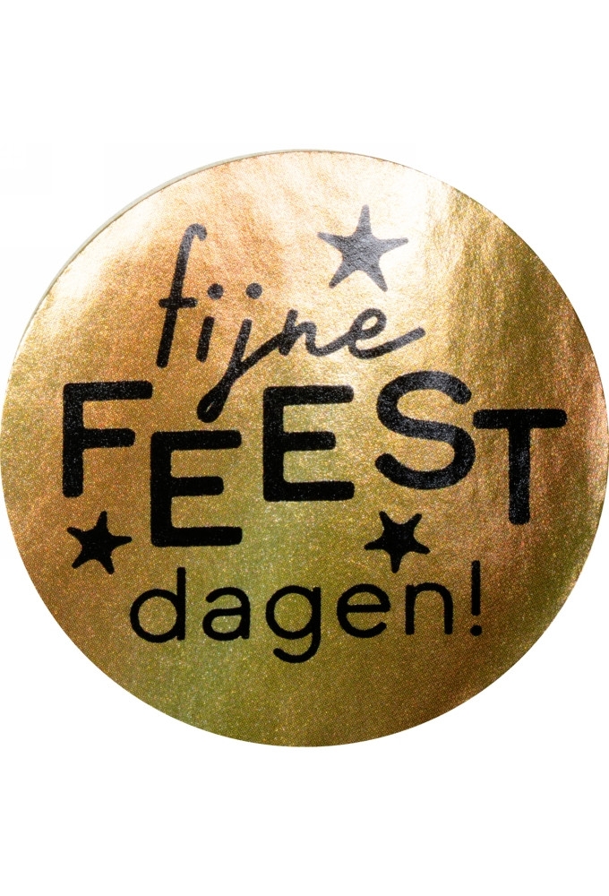 Etiketten Fijne Feest Dagen Goud Metellic 4.5cm 500stuks OP IS OP
