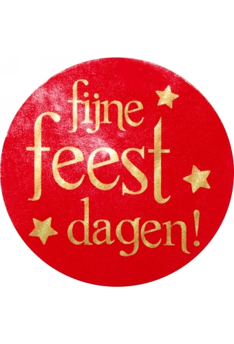 Etiketten Fijne Feest Dagen Rood Metellic 4.5cm 500stuks OP IS OP