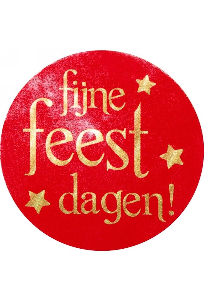 Etiketten Fijne Feest Dagen Rood Metellic 4.5cm 500stuks OP IS OP
