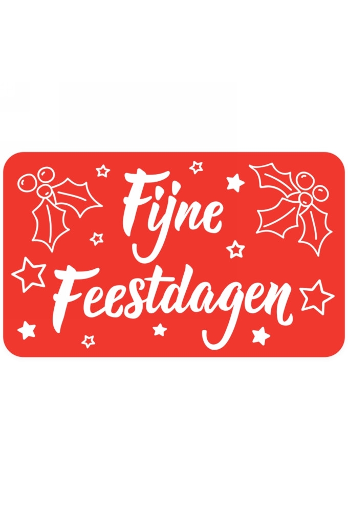 Etiketten Fijne Feestdagen Rood 5x3cm 500stuks OP IS OP