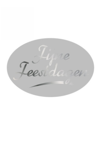 Etiketten Kerst Fijne Feestdagen Zilver 3.7x2.5cm 500stuks