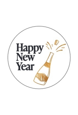 Etiketten Kerst Happy New Year Goud Metallic 4cm 500stuks