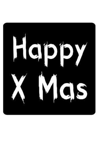 Etiketten Kerst Happy X Mas Zwart & Wit 4.5x4.5cm 500stuks