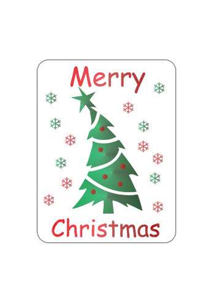 Etiketten Kerst Merry Christmas Kerstboom 4x2.1cm 500stuks