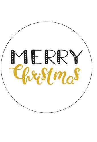 Etiketten Kerst Merry Christmas Zwart & Goud Metallic 4cm 500stuks