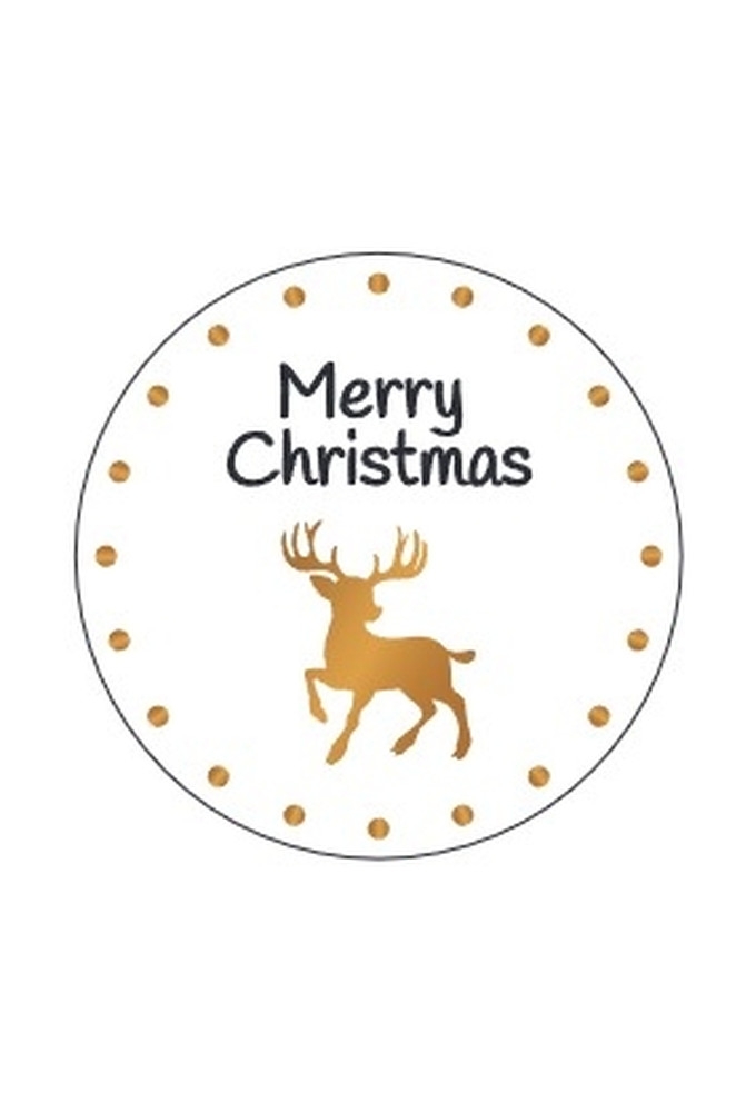 Etiketten Kerst Merry Chritmas Goud Metallic 4cm 500stuks