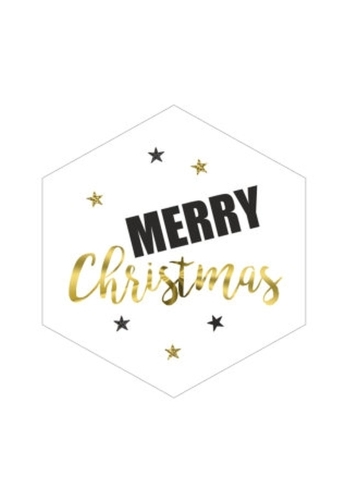 Etiketten Kerst Ruit Merry Christmas Goud Metallic 3.9x4.1cm 250stuks