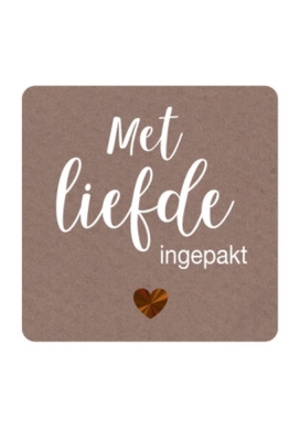 Etiketten Liefde Met Liefde Ingepakt Kraft 3.9x3.9cm 250stuks