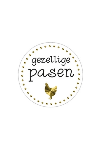 Etiketten Pasen Gezellige Pasen Goud Metallic 3.9cm 500stuks