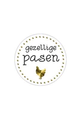 Etiketten Pasen Gezellige Pasen Goud Metallic 3.9cm 500stuks