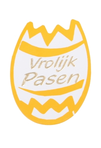 Etiketten Pasen Vrolijk Pasen Eitje 3.3x2.5cm 500stuks