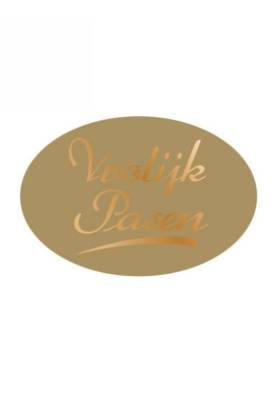 Etiketten Pasen Vrolijk Pasen Goud 3.7x2.5cm 500stuks