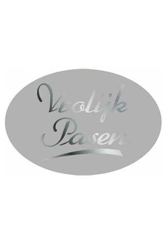 Etiketten Pasen Vrolijk Pasen Zilver 3.7x2.5cm 500stuks