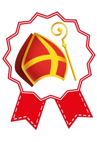 Etiketten Sint Cadeauzegel Sintmijter & Staf 4x5cm 500stuks