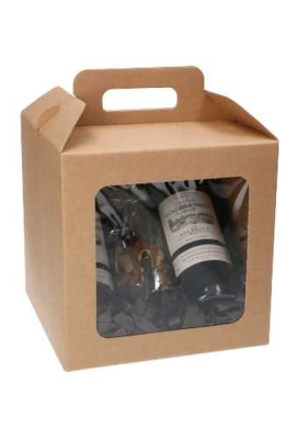 Geschenkdoos Draagbox & Venster Monsanto Naturel 21x21x21cm 30stuks